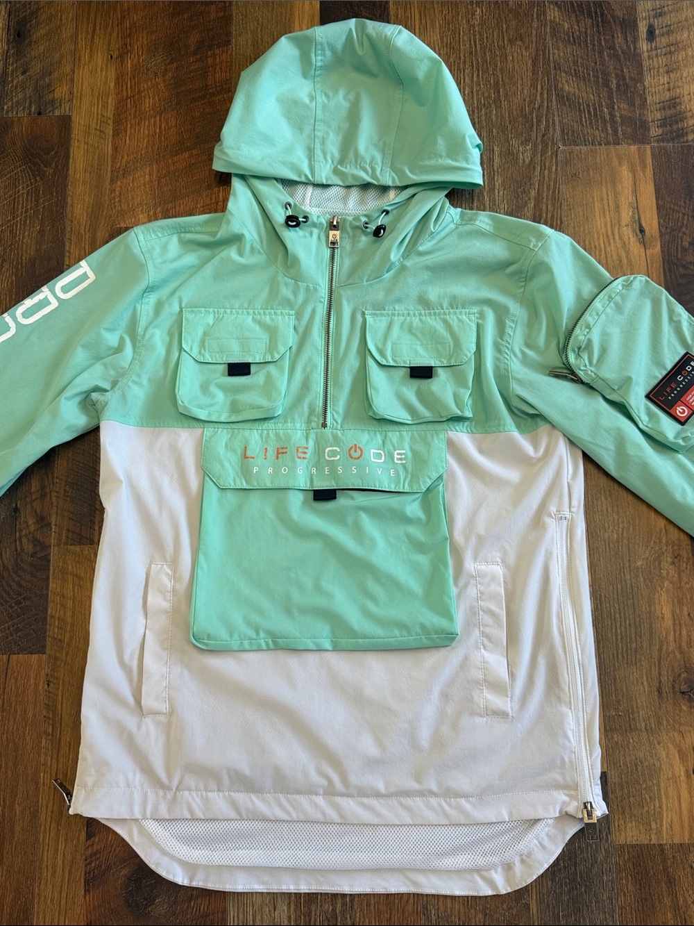 Life Code Progressive Pullover Windbreaker Jacket Mint White Utility Men’s M